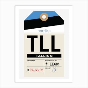 Tallinn (TLL) Estonia Vintage Airline Luggage Tag Art Print