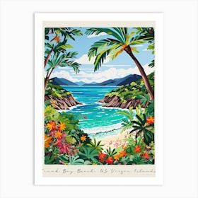 Poster Of Trunk Bay Beach, Us Virgin Islands, Matisse And Rousseau Style 3 Art Print