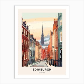 Vintage Winter Travel Poster Edinburgh Scotland 3 Art Print