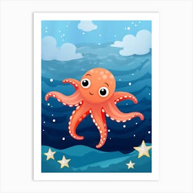 Star Sucker Pygmy Octopus Kids Illustration 2 Art Print