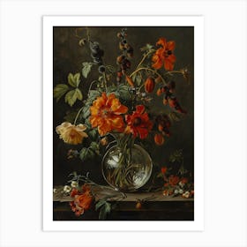 Baroque Floral Still Life Aconitum 1 Art Print