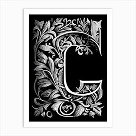 C, Letter, Alphabet Linocut 1 Art Print