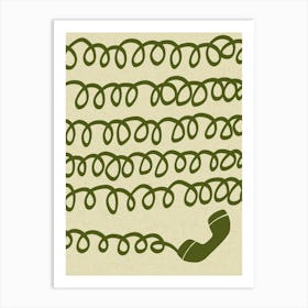 Retro Telephone Green Art Print