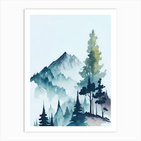 Mountain And Forest In Minimalist Watercolor Vertical Composition 175 Art Print