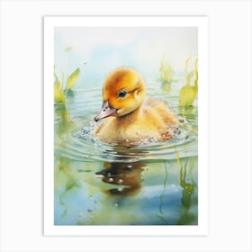 Duckling Splashing Around 6 Art Print