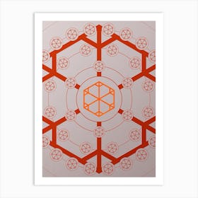 Geometric Abstract Glyph Circle Array in Tomato Red n.0295 Art Print