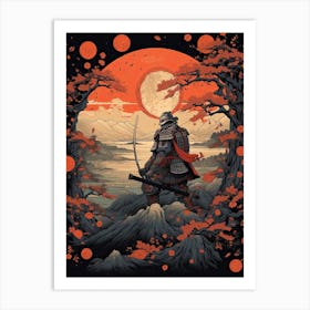 Samurai Ukiyo E Style Illustration 3 Art Print