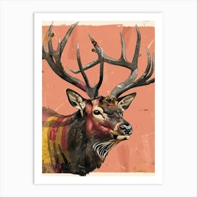 Elk on pink Art Print