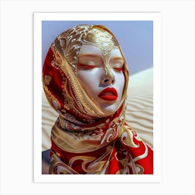 Muslim Woman In Red Scarf Art Print