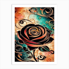 Black Rose Painting Art Print