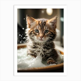 Kitten In A Bath Art Print