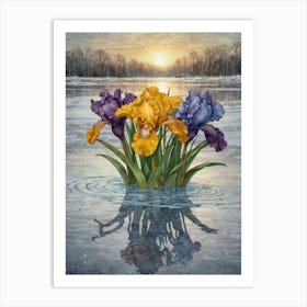 Irises In The Water Art Print