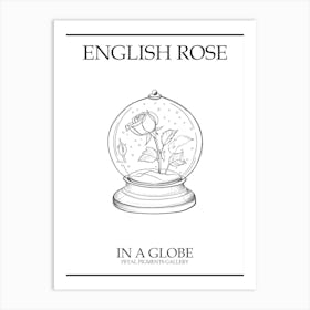 English Rose In A Globe Line Drawing 4 Poster Art Print