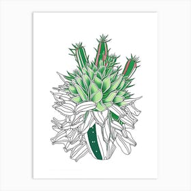 Christmas Cactus William Morris Inspired 2 Art Print
