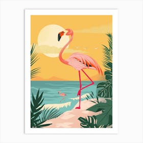 Greater Flamingo Argentina Tropical Illustration 5 Art Print