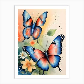 Butterflies And Flowers Art Print