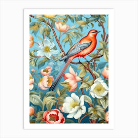 Red Bird On A Branch Art Print