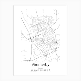 Vimmerby,Sweden Minimalist Map Art Print