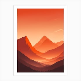 Misty Mountains Vertical Composition In Orange Tone 233 Art Print