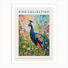 Colourful Peacock In The Wild Painting 3 Poster Art Print