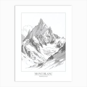 Mont Blanc France Italy Line Drawing 3 Poster Art Print