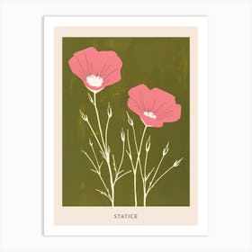 Pink & Green Statice 2 Flower Poster Art Print
