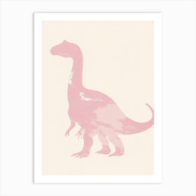 Pastel Pink Dinosaur Silhouette 3 Art Print