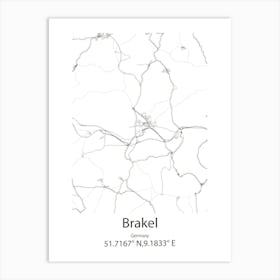 Brakel,Germany Minimalist Map Art Print