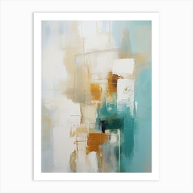 Teal And Beige Abstract Raw Painting 1 Art Print