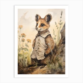 Storybook Animal Watercolour Lemur Art Print