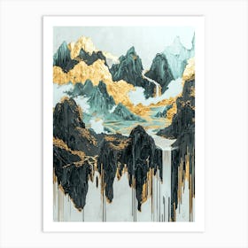 Karakoram Golden Peaks - Nature’s Geometry Art Print