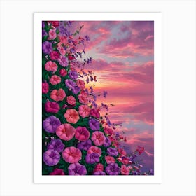 Sunset With Flowers 1 Art Print