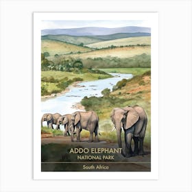 Addo Elephant National Park South Africa Watercolour 2 Art Print