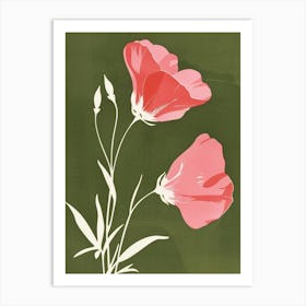 Pink & Green Sweet Pea 1 Art Print