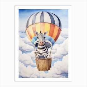 Baby Zebra In A Hot Air Balloon Art Print