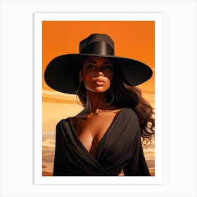 Illustration of an African American woman at the beach 107 Art Print