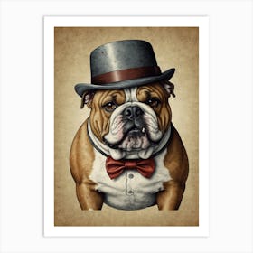 Bulldog In A Top Hat Art Print