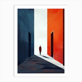 Man Walking Down A Hallway, UK Art Print