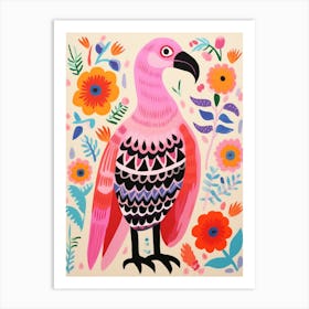 Pink Scandi Vulture 2 Art Print