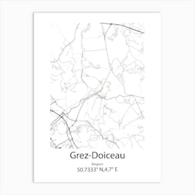 Grez Doiceau,Belgium Minimalist Map Art Print