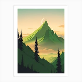 Misty Mountains Vertical Background In Green Tone 27 Art Print
