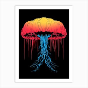 Upside Down Jellyfish Pop Art Style 3 Art Print