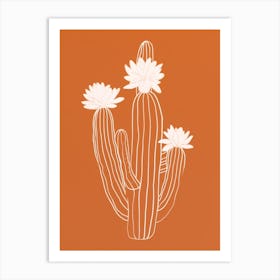 Cactus Line Drawing Echinocereus Cactus 1 Art Print