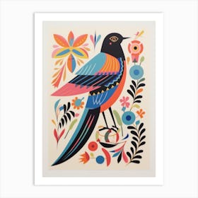Colourful Scandi Bird Chimney Swift 1 Art Print