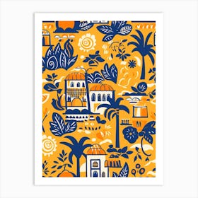 Playa Del Carmen Mexico, Inspired Travel Pattern 1 Art Print