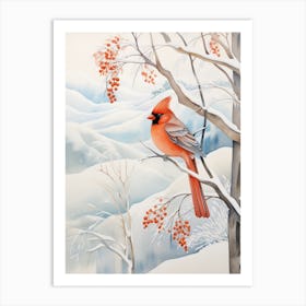 Winter Bird Painting Cardinal 1 Art Print
