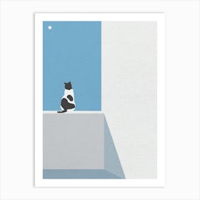 Minimal art Cat In The Window 1 Art Print