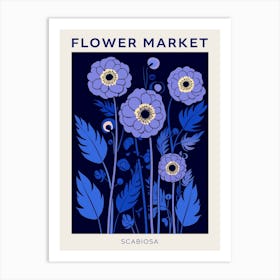 Blue Flower Market Poster Scabiosa 1 Art Print