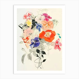 Impatiens 3 Collage Flower Bouquet Art Print