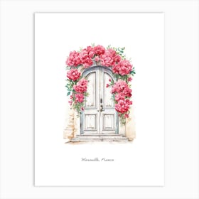 Marseille, France   Mediterranean Doors Watercolour Painting 2 Poster Art Print